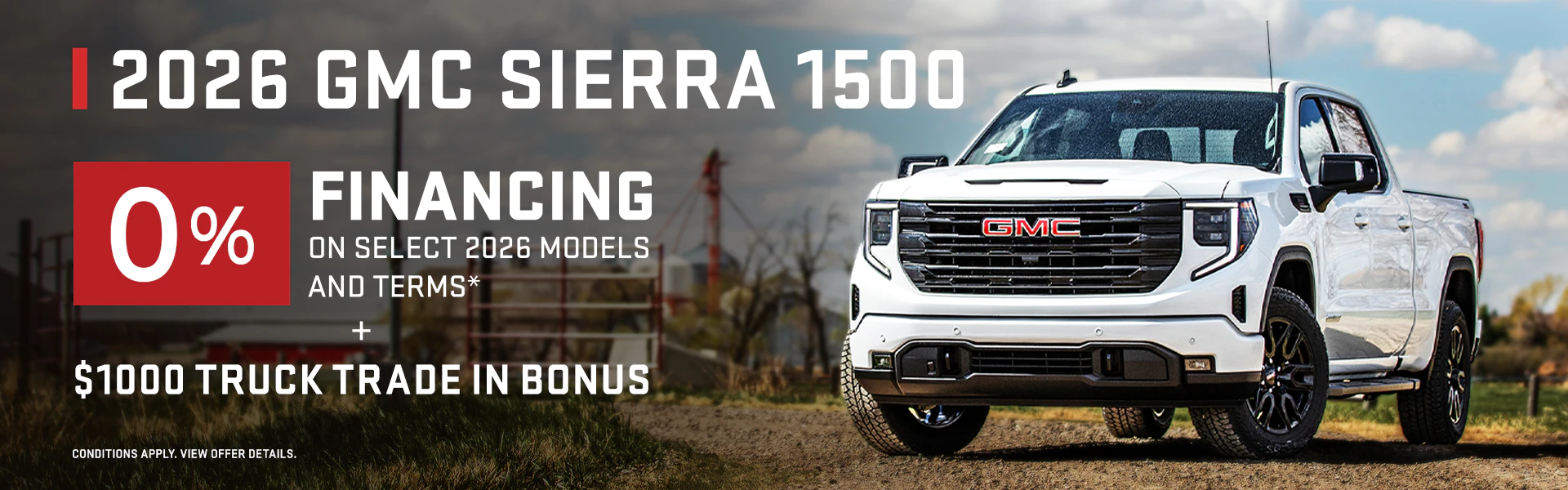 0% Financing on 2026 GMC Sierra 1500 + Truck Trade-In Bonus
