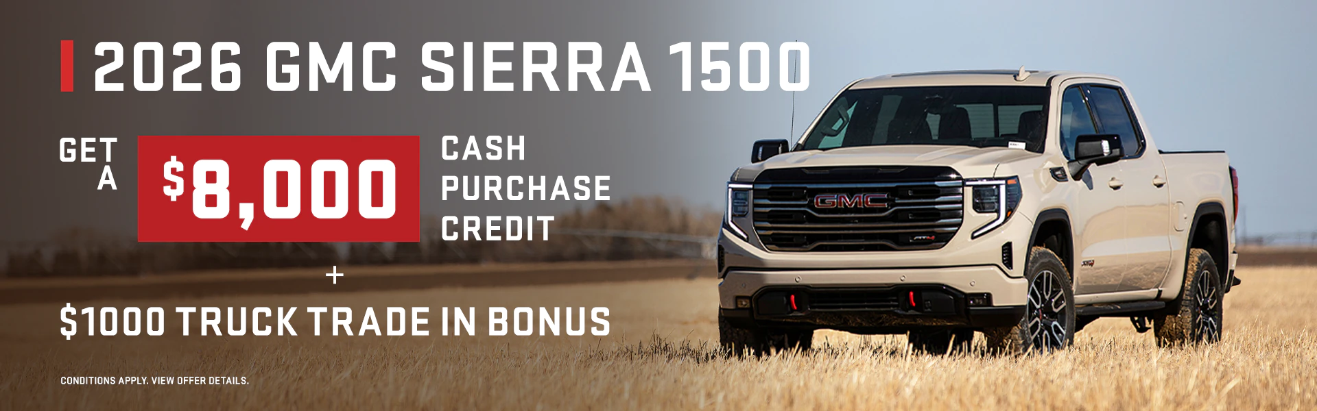2026 GMC Sierra | $8,000 Cash Purchase Credit